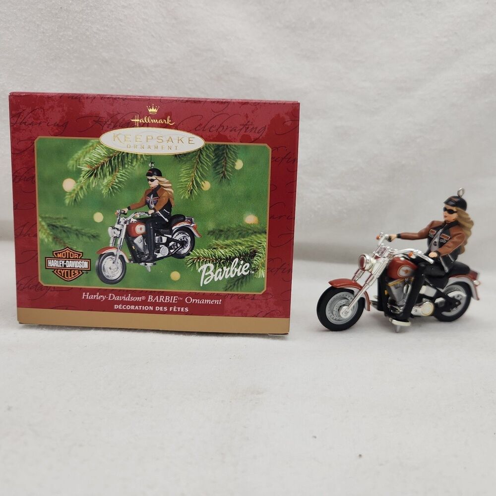 Ornament Harley Davidson Barbie On 1990 Fat Boy Replica Hallmark Keepsake 2001